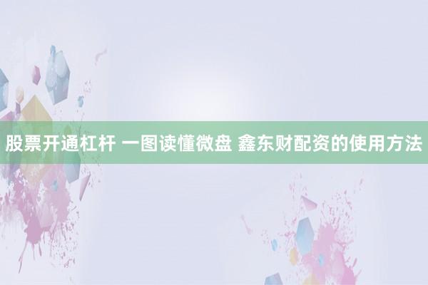股票开通杠杆 一图读懂微盘 鑫东财配资的使用方法