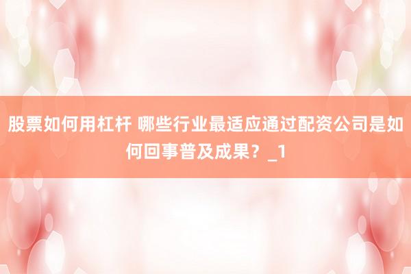 股票如何用杠杆 哪些行业最适应通过配资公司是如何回事普及成果?_1